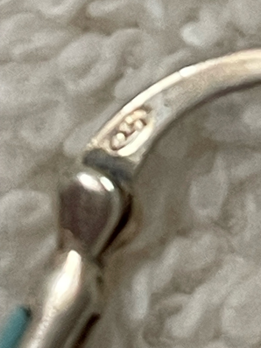 Sterling Silver Hoop Earrings with Turquoise Inlay - Picture 5 of 6